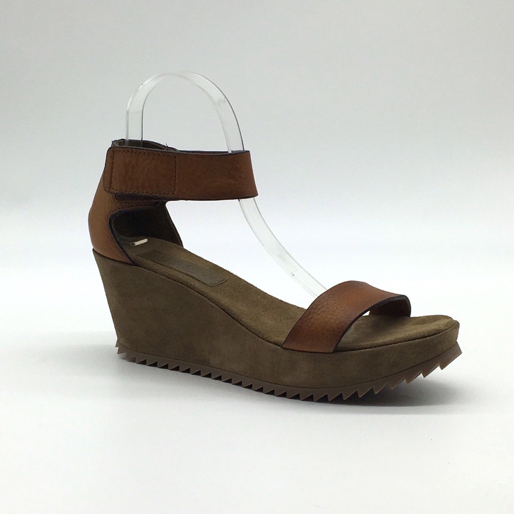 Pedro Garcia Fidelia Wedge Quarter Back Sandal In Cigar Vacchetta EU 38.5